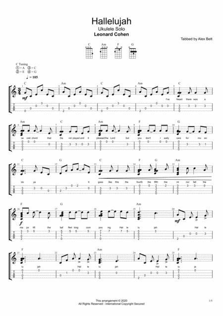 Hallelujah For Solo Ukulele Sheet Music