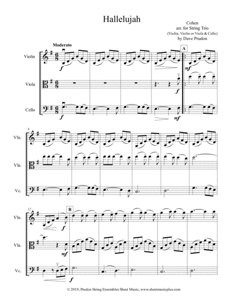 Free Sheet Music Hallelujah For String Trio