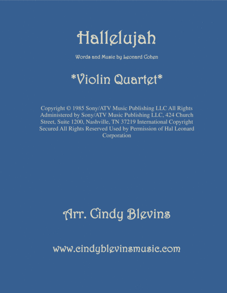 Hallelujah For Violin Quartet Sheet Music