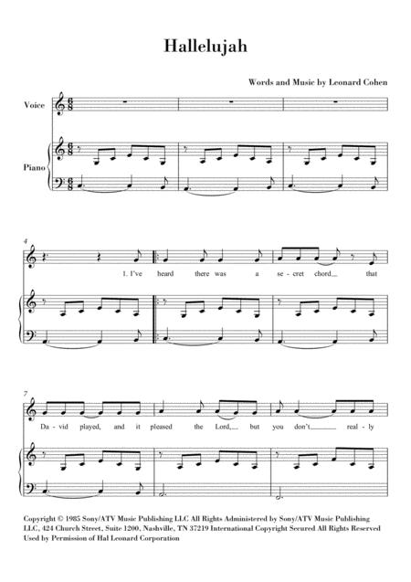 Hallelujah For Voice And Piano Sheet Music