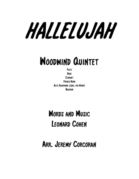 Hallelujah For Woodwind Quintet Sheet Music