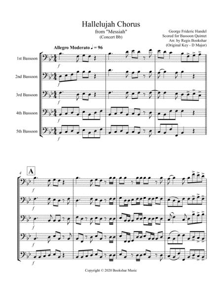 Hallelujah From Messiah Bb Bassoon Quintet Sheet Music