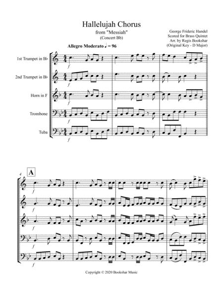 Hallelujah From Messiah Bb Brass Quintet Sheet Music