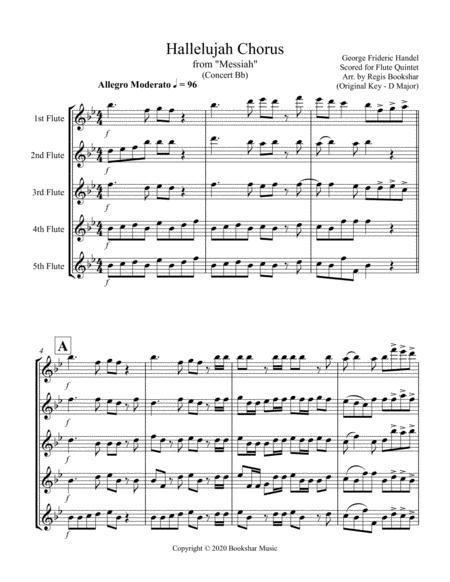 Free Sheet Music Hallelujah From Messiah Bb Flute Quintet