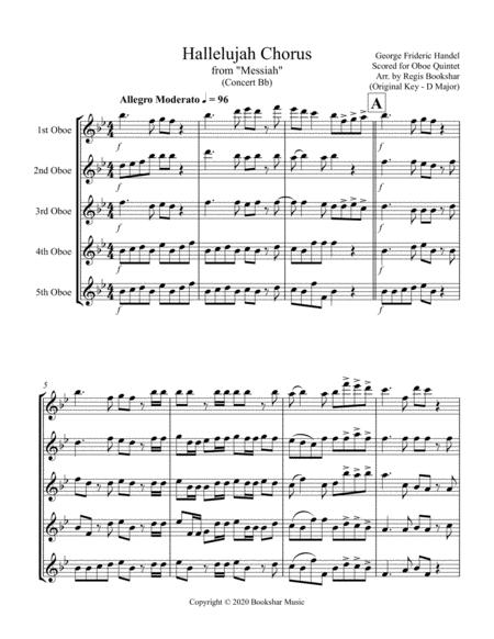 Hallelujah From Messiah Bb Oboe Quintet Sheet Music