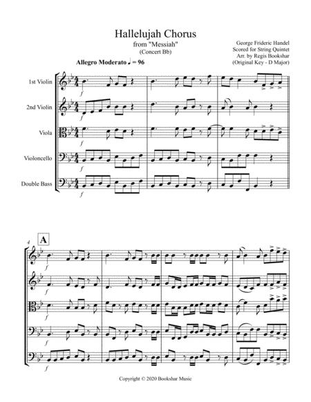 Hallelujah From Messiah Bb String Quintet Sheet Music