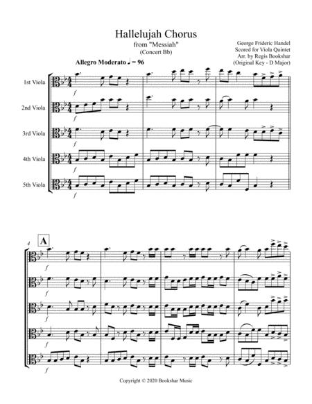 Free Sheet Music Hallelujah From Messiah Bb Viola Quintet