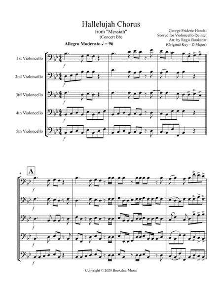 Hallelujah From Messiah Bb Violoncello Quintet Sheet Music