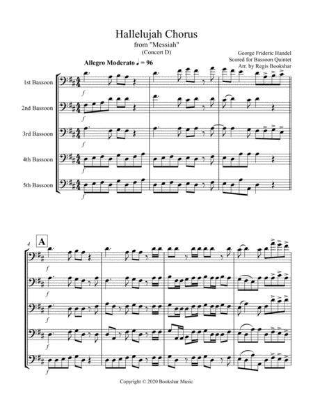 Hallelujah From Messiah D Bassoon Quintet Sheet Music