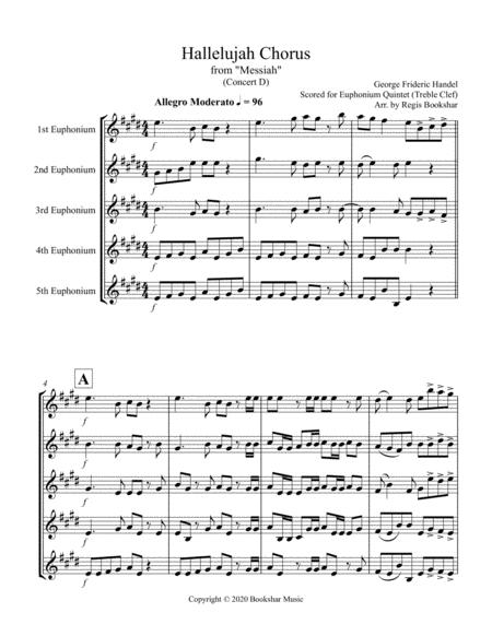 Hallelujah From Messiah D Euphonium Quintet Treble Clef Sheet Music