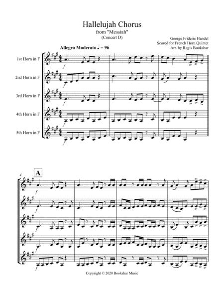 Hallelujah From Messiah D French Horn Quintet Sheet Music