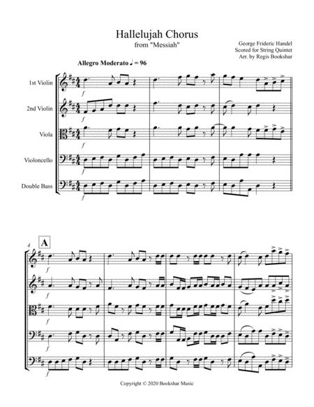 Hallelujah From Messiah D String Quintet Sheet Music