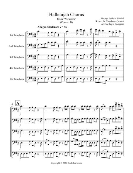 Free Sheet Music Hallelujah From Messiah D Trombone Quintet