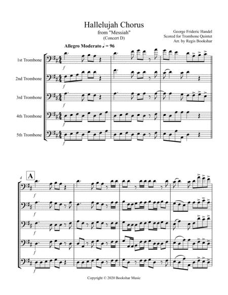 Hallelujah From Messiah D Trombone Quintet Sheet Music