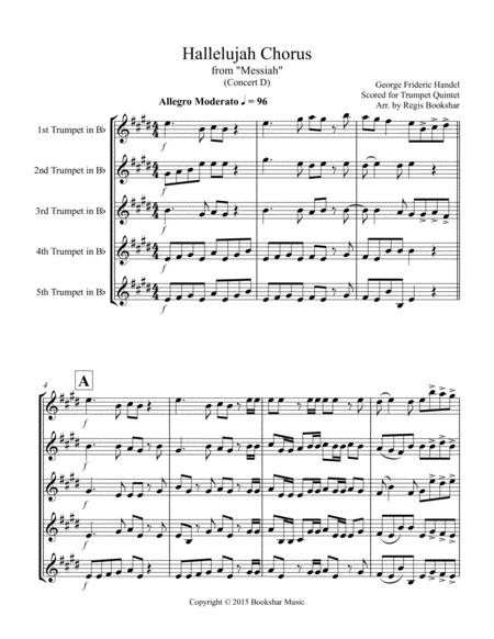 Hallelujah From Messiah D Trumpet Quintet Sheet Music