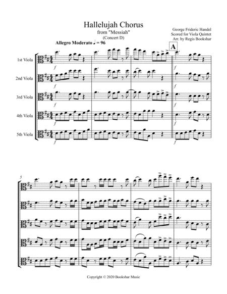 Free Sheet Music Hallelujah From Messiah D Viola Quintet