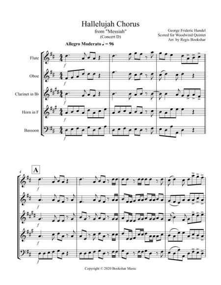 Free Sheet Music Hallelujah From Messiah D Woodwind Quintet