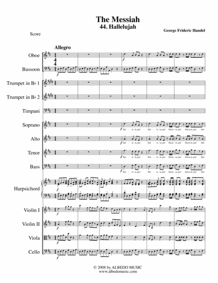Free Sheet Music Hallelujah From The Messiah For Choir And Chamber Orchestra