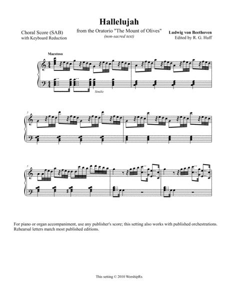 Free Sheet Music Hallelujah From The Mount Of Olives Beethoven Sab With Non Sacred Text