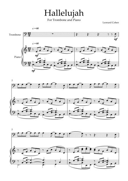 Hallelujah Leonard Cohen Trombone Piano Sheet Music