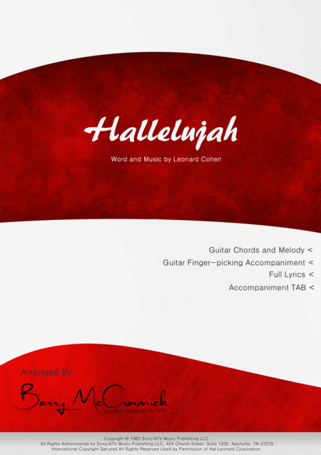 Hallelujah Melody With Guitar Accompaniment Sheet Music