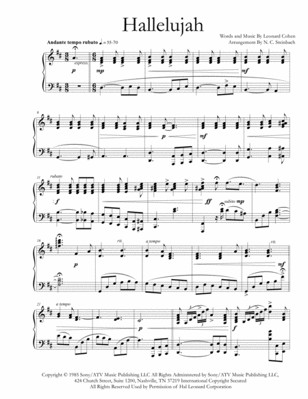 Hallelujah Piano Solo Sheet Music