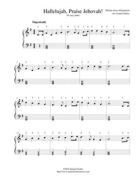 Free Sheet Music Hallelujah Praise Jehovah For Easy Piano