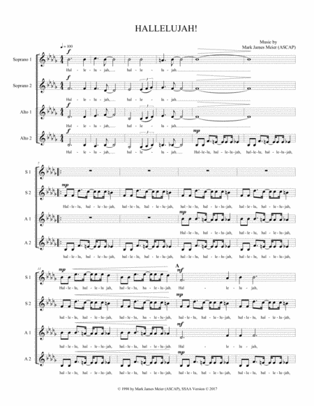 Hallelujah Ssaa Sheet Music