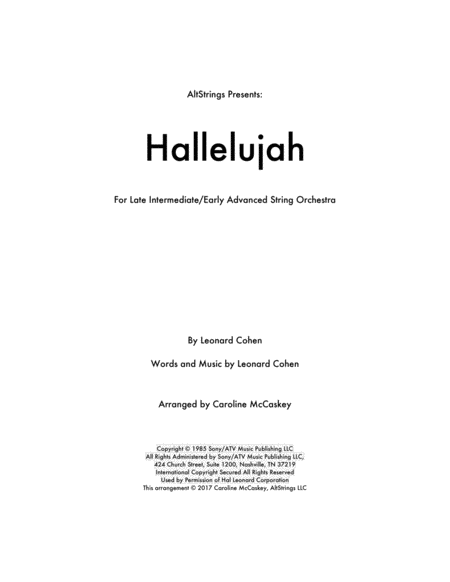 Hallelujah String Orchestra Sheet Music