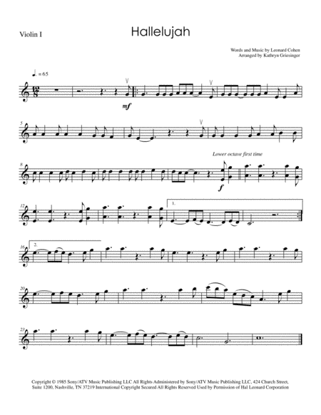 Hallelujah String Quartet Sheet Music