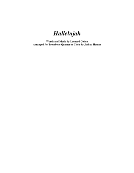 Hallelujah Trombone Quartet Sheet Music