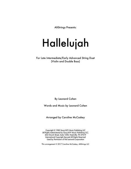 Hallelujah Violin And Double Bass Duet Sheet Music