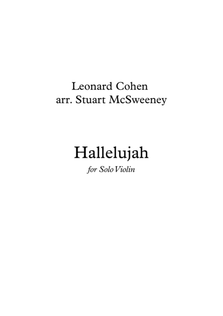 Hallelujah Violin Solo Sheet Music