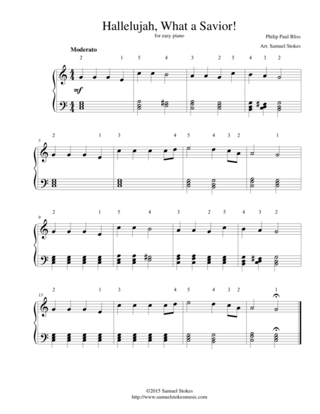 Hallelujah What A Savior For Easy Piano Sheet Music