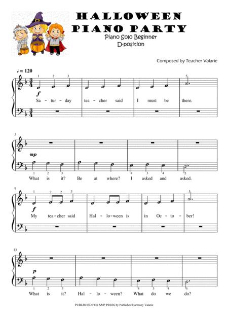 Halloween Piano Party Piano Solo For Beginners 5 Finger Position On D Sheet Music