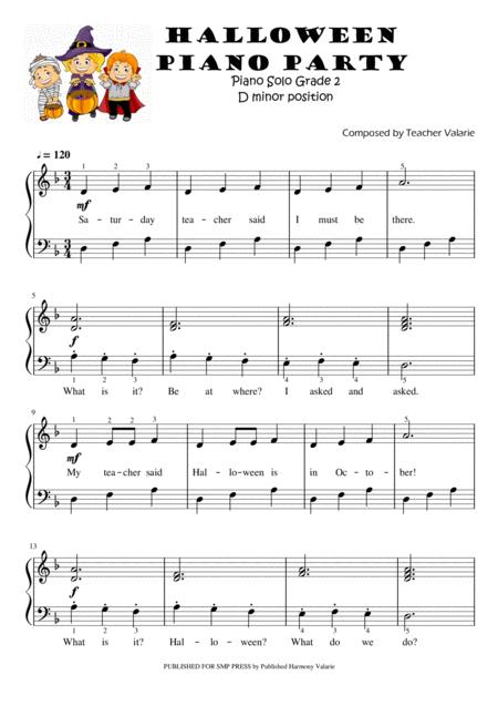 Free Sheet Music Halloween Piano Party Piano Solo For Grade 2 5 Finger Position On D