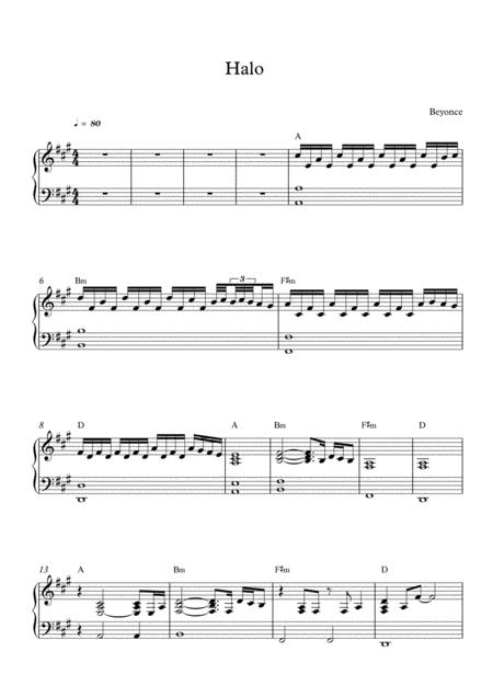 Halo Beyonce Piano Sheet Music For Both Hands Sheet Music