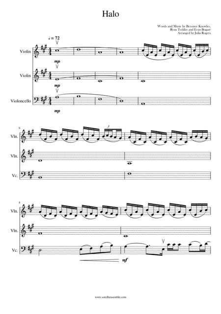 Halo String Trio 2 Violins Cello Sheet Music