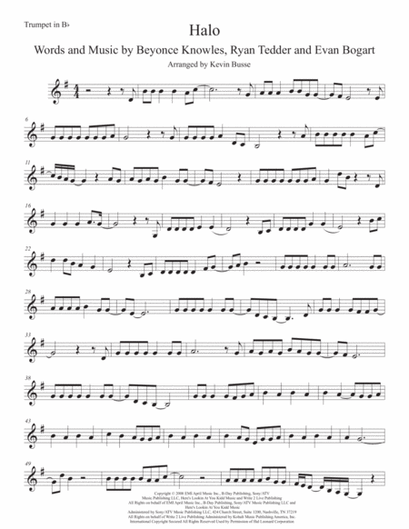 Free Sheet Music Halo Trumpet