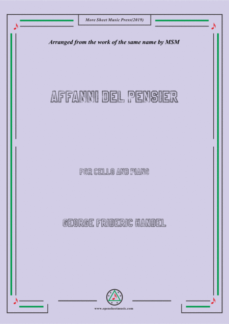 Handel Affanni Del Pensier For Cello And Piano Sheet Music