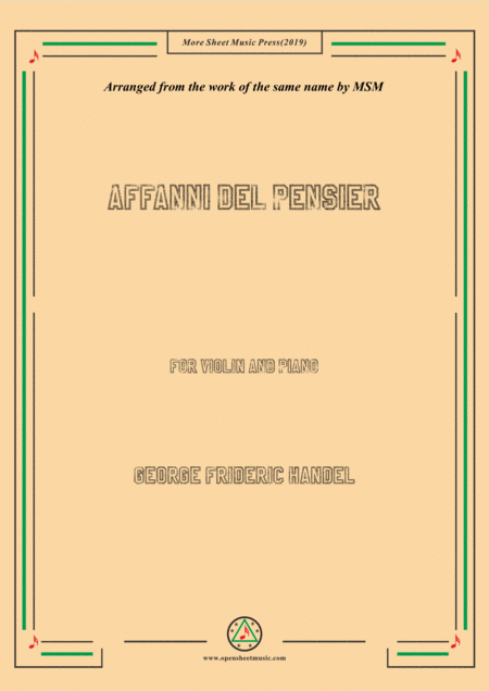 Free Sheet Music Handel Affanni Del Pensier For Violin And Piano