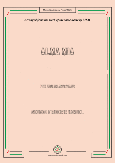 Handel Alma Mia For Violin And Piano Sheet Music