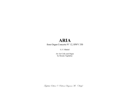 Handel Aria Hwv 330 Arr For Cello And Org With Cello Part Sheet Music