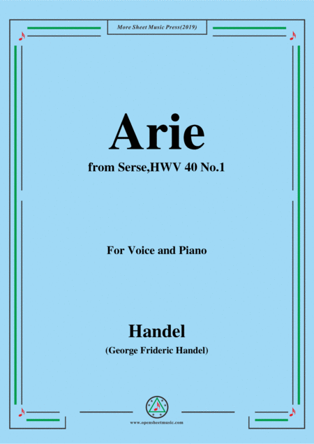 Free Sheet Music Handel Arie From Serse Hwv 40 No 1 For Voice Piano