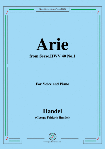 Handel Arie From Serse Hwv 40 No 1 For Voice Piano Sheet Music