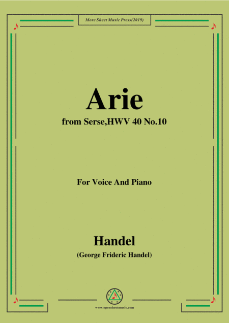 Handel Arie From Serse Hwv 40 No 10 For Voice Piano Sheet Music