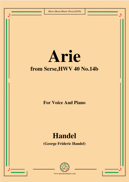 Handel Arie From Serse Hwv 40 No 14b For Voice Piano Sheet Music