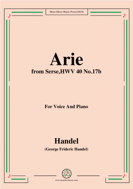 Free Sheet Music Handel Arie From Serse Hwv 40 No 17b For Voice Piano