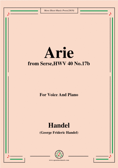 Handel Arie From Serse Hwv 40 No 17b For Voice Piano Sheet Music