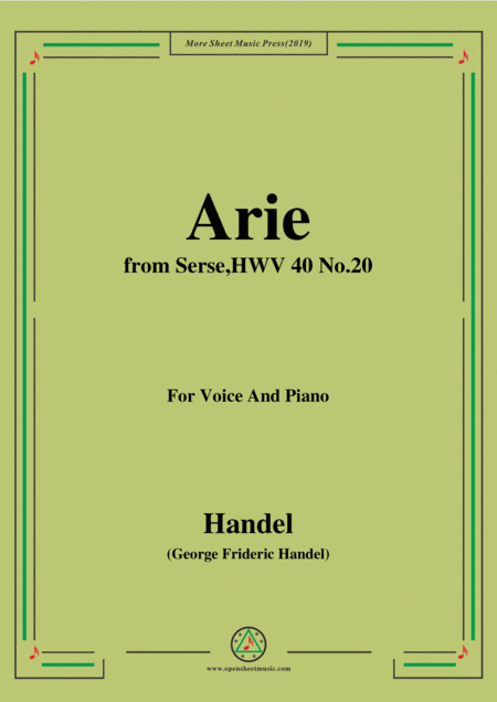 Free Sheet Music Handel Arie From Serse Hwv 40 No 20 For Voice Piano